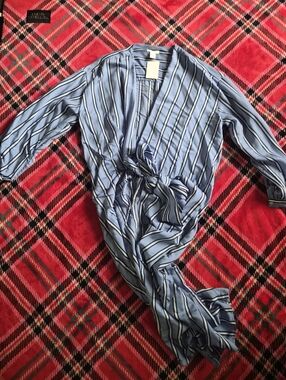 Blue Long Sleeve Tie-Front Dress